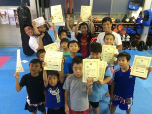 子供キックボクシング昇級試験の合格発表
